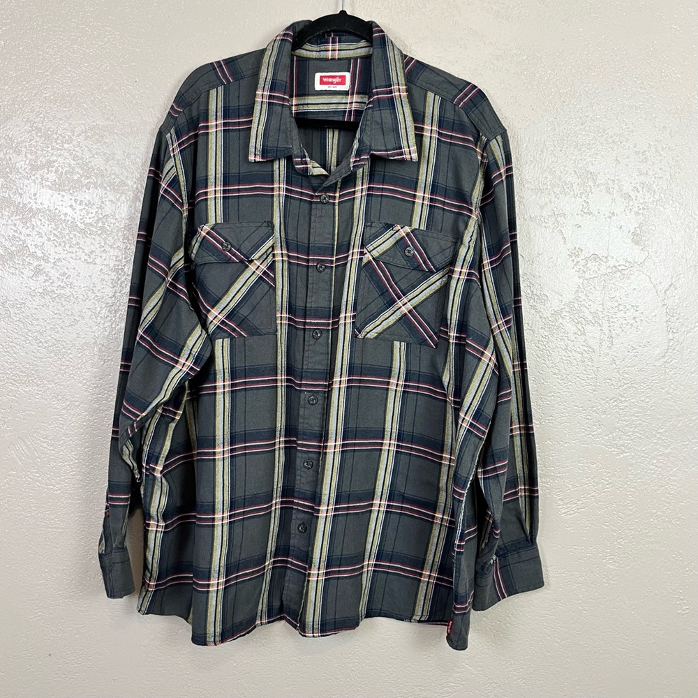 5 for $30 Wrangler Men’s Gray Plaid Button Shirt 3XL Western Work Casual Outdoor